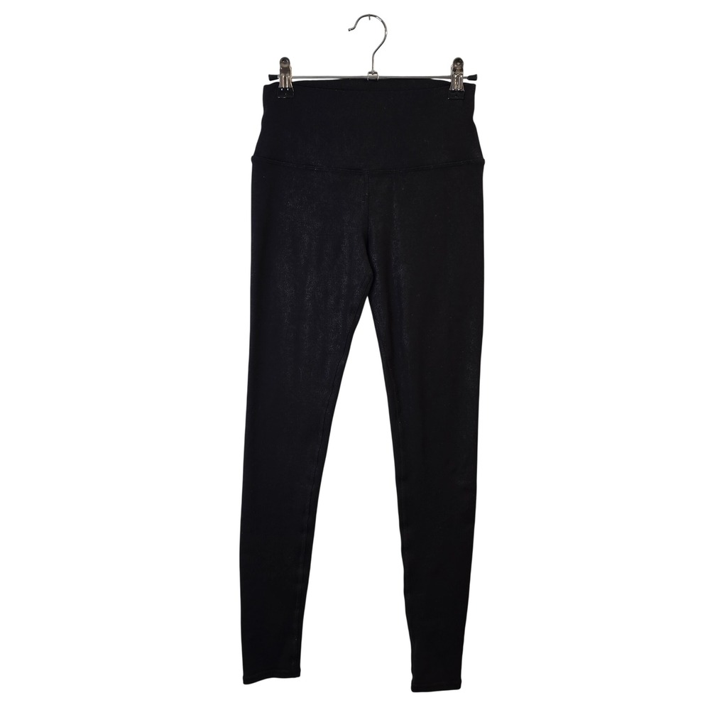 Alo Yoga Airbrush Crackle Foil Leggings Women XS Black High Waisted Metallic
